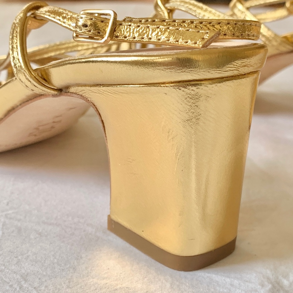 Loeffler Randall Priscilla Leather Heels Gold 7 - Picture 4 of 13